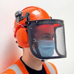 casco de seguridad, casco de seguridad con visera, protectores auditivos
